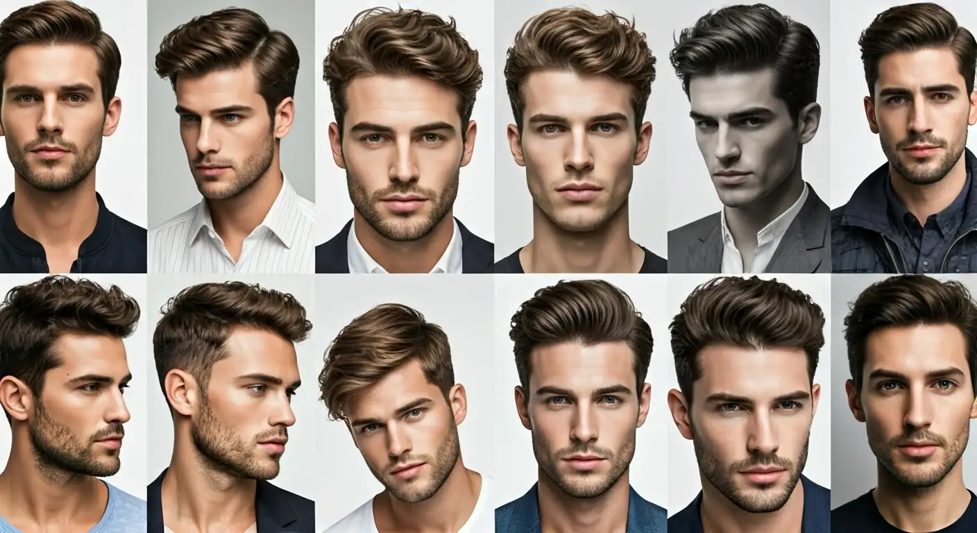 collage of Medium Wavy Men Hairstyles