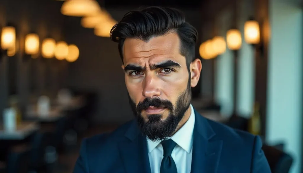 Wavy Comb Over with Hard Part
