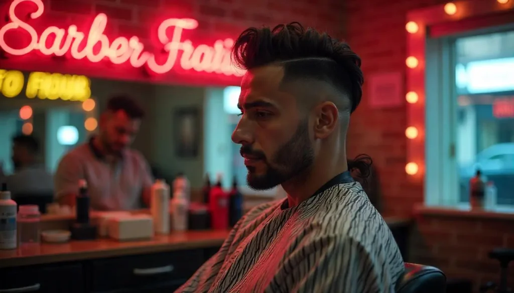 Curly Top Wavy Hair Mullet with Sharp Fade