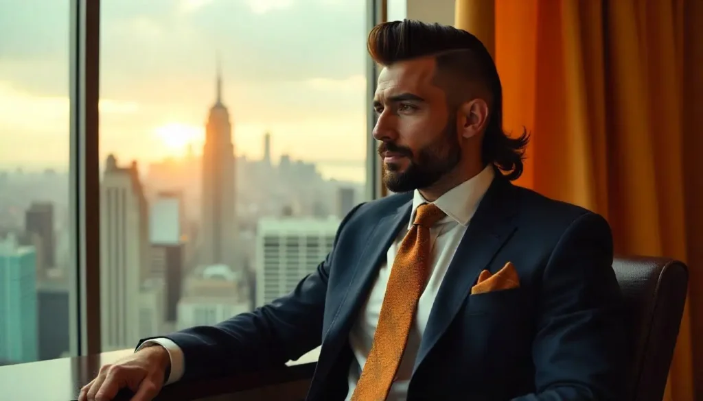 Slick-Back Wavy Hair Mullet