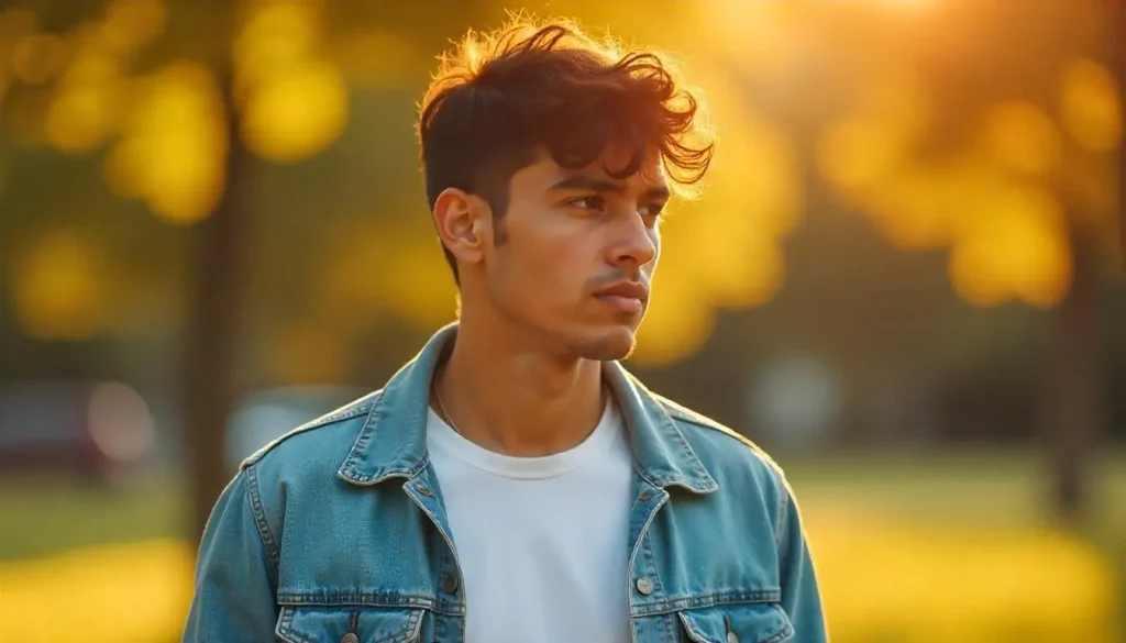 Textured Wavy Hair Mullet with Low Fade